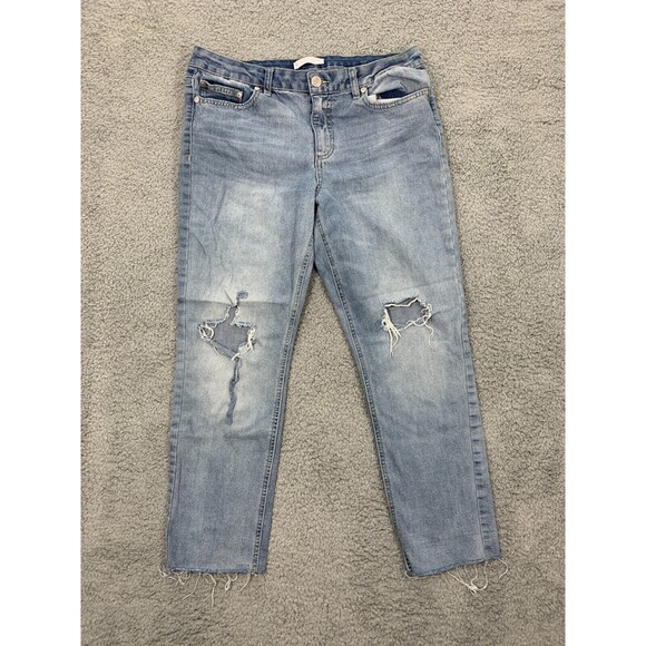 LAUREN CONRAD Skinny Ankle 14 Straight Leg Cropped Cut-off Distressed Destroyed - Picture 1 of 9